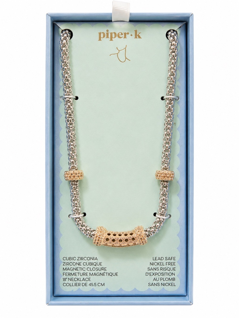 piper•k Two-Tone Cubic Zirconia Necklace - Silver & Gold Accents